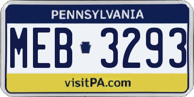 PA license plate MEB3293