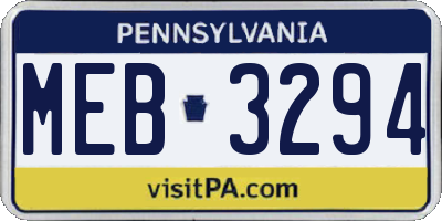 PA license plate MEB3294