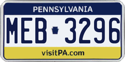 PA license plate MEB3296