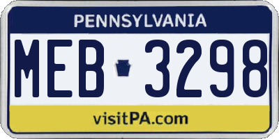 PA license plate MEB3298