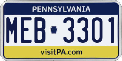 PA license plate MEB3301
