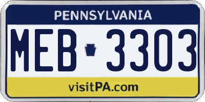 PA license plate MEB3303