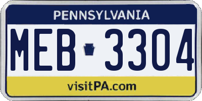 PA license plate MEB3304