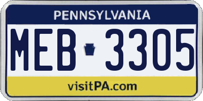 PA license plate MEB3305