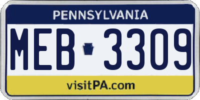 PA license plate MEB3309
