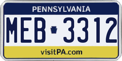 PA license plate MEB3312