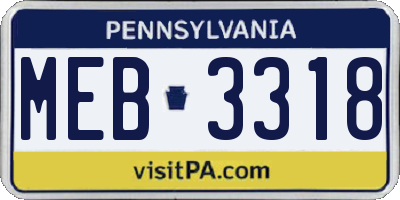 PA license plate MEB3318