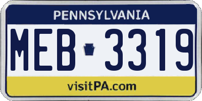 PA license plate MEB3319