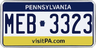 PA license plate MEB3323