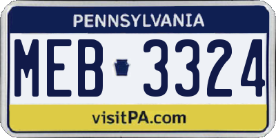PA license plate MEB3324