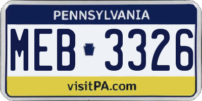 PA license plate MEB3326