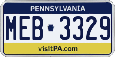 PA license plate MEB3329