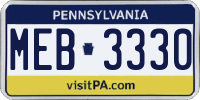 PA license plate MEB3330