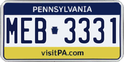 PA license plate MEB3331