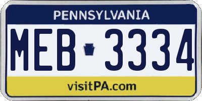 PA license plate MEB3334