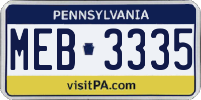 PA license plate MEB3335