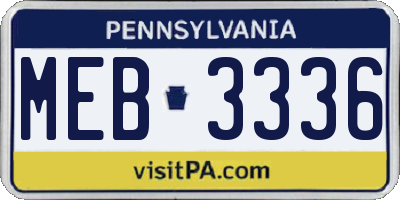 PA license plate MEB3336