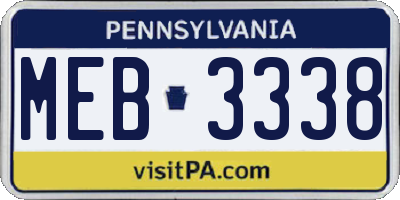 PA license plate MEB3338