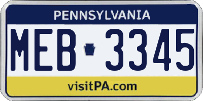 PA license plate MEB3345