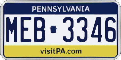 PA license plate MEB3346