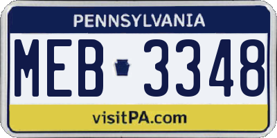 PA license plate MEB3348