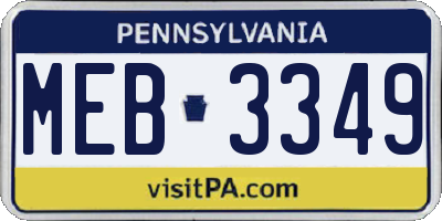 PA license plate MEB3349