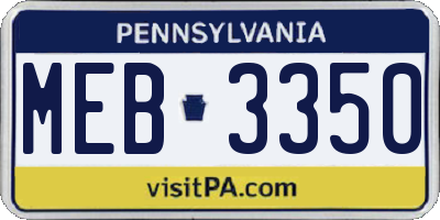 PA license plate MEB3350
