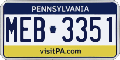 PA license plate MEB3351