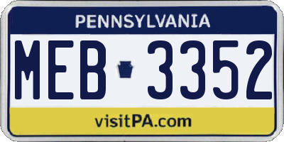 PA license plate MEB3352