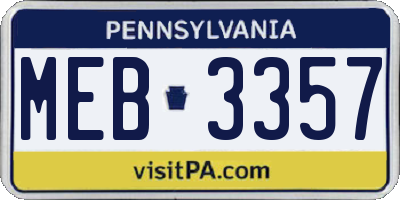 PA license plate MEB3357