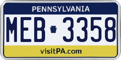 PA license plate MEB3358