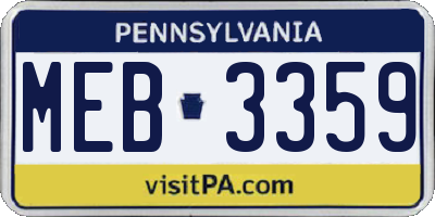 PA license plate MEB3359