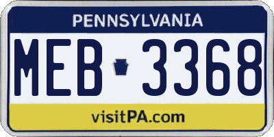PA license plate MEB3368