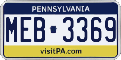 PA license plate MEB3369