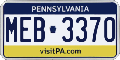 PA license plate MEB3370