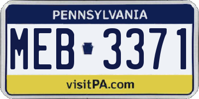 PA license plate MEB3371