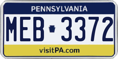 PA license plate MEB3372