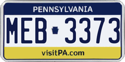 PA license plate MEB3373