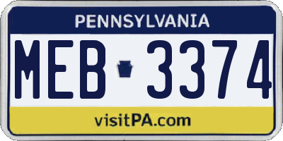 PA license plate MEB3374