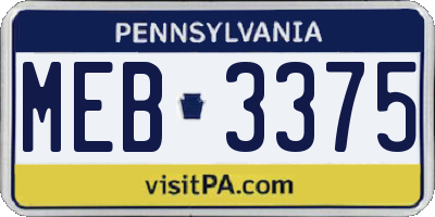 PA license plate MEB3375