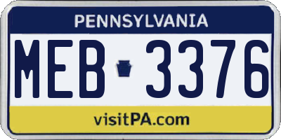 PA license plate MEB3376