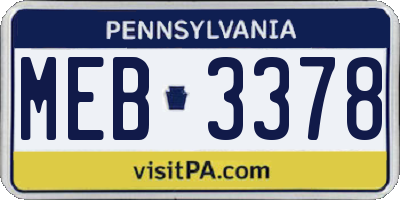 PA license plate MEB3378