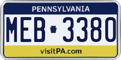 PA license plate MEB3380