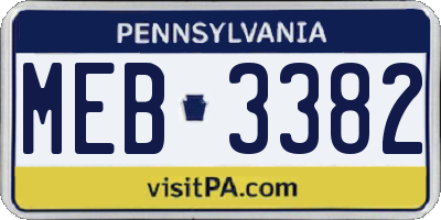 PA license plate MEB3382