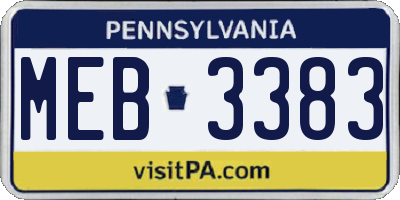 PA license plate MEB3383