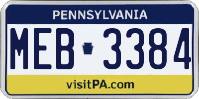 PA license plate MEB3384