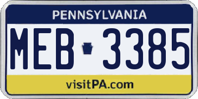 PA license plate MEB3385