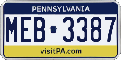PA license plate MEB3387