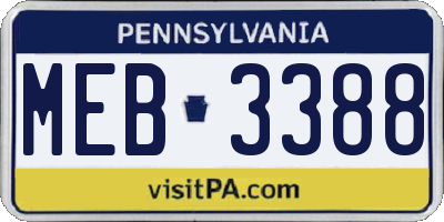 PA license plate MEB3388