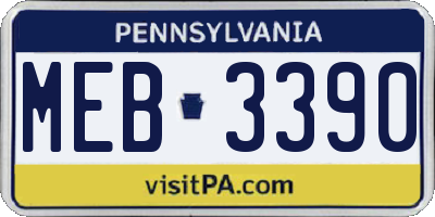 PA license plate MEB3390
